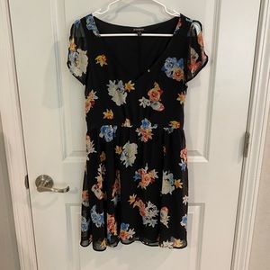 Express A Line Floral Lined Dress